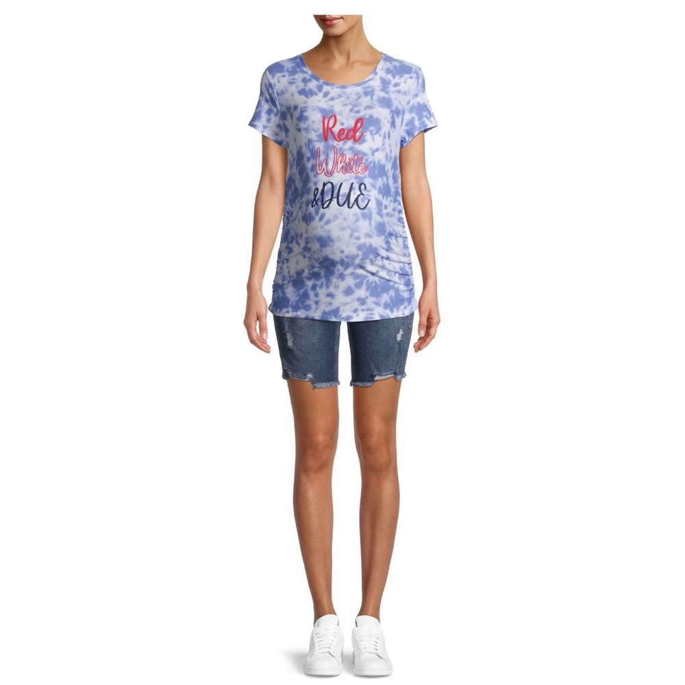 Maternity Denim Bermuda Shorts with Full Panel - Picture 3 of 6